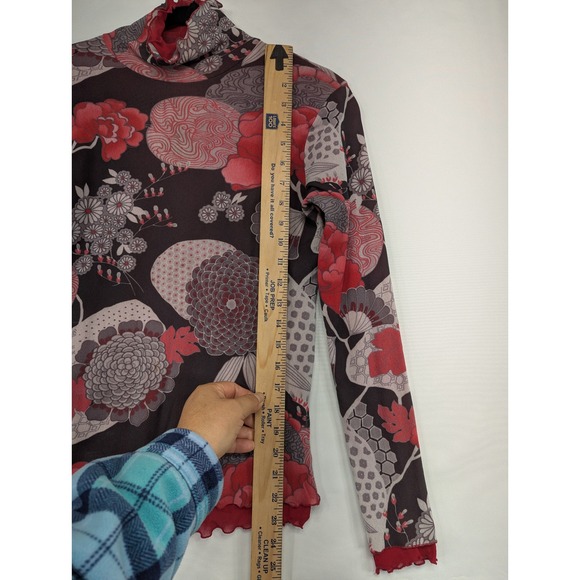 Weston Wear Mesh Floral Mock Neck Long Sleeve Top Size M - Picture 5 of 8